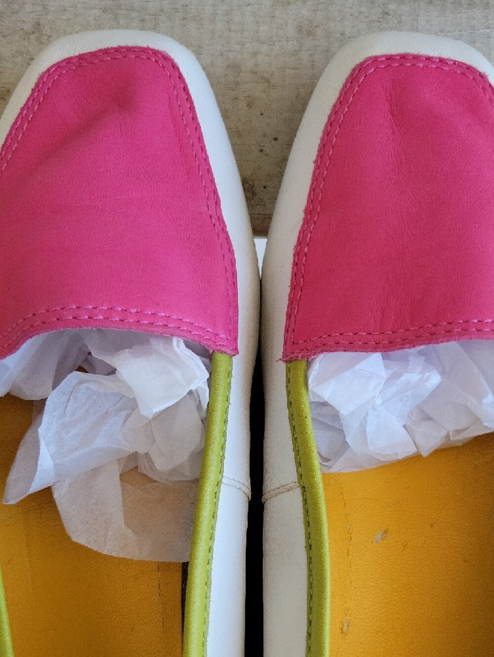 Enzo Angiolini Pink, White and Orange Colorblock Leather Loafers - Picture 8 of 8